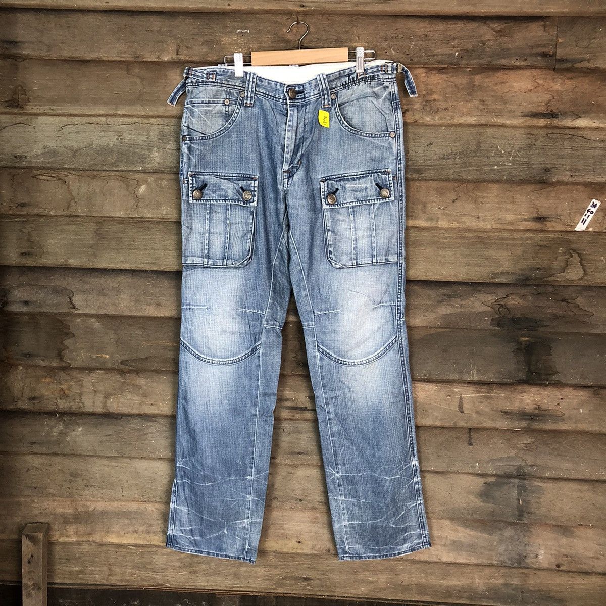 Japanese Brand DL Barteck Denim cargo utility faded Multipocket Pants #1898 Size US 34 / EU 50 - 1 Thumbnail