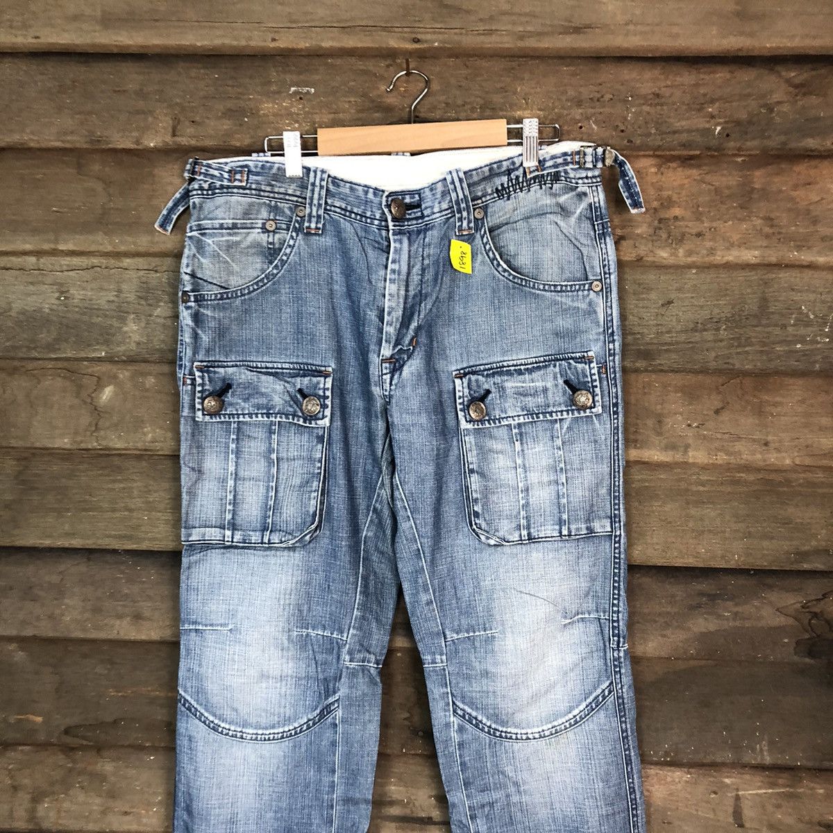 Japanese Brand DL Barteck Denim cargo utility faded Multipocket Pants #1898 Size US 34 / EU 50 - 2 Thumbnail