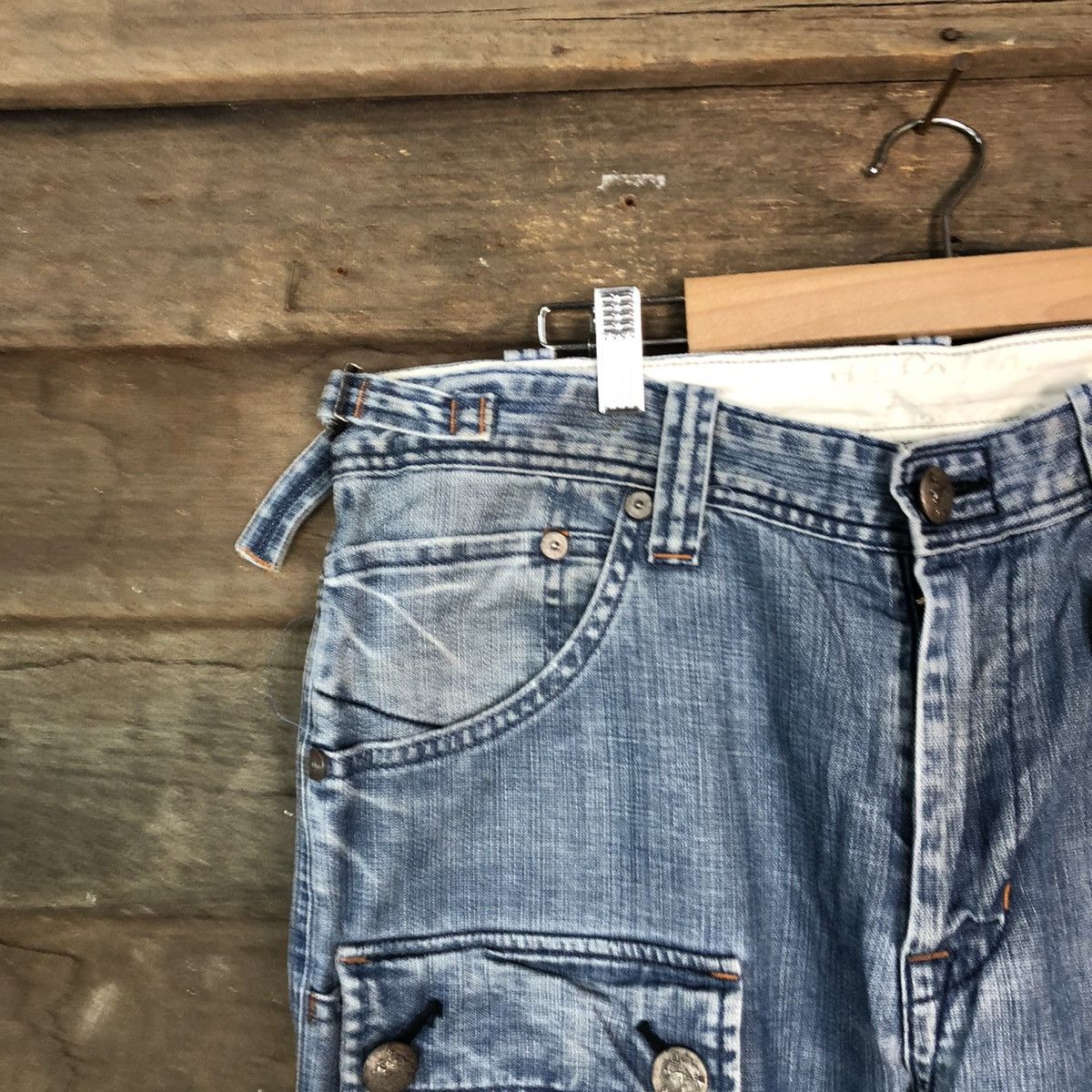 Japanese Brand DL Barteck Denim cargo utility faded Multipocket Pants #1898 Size US 34 / EU 50 - 4 Thumbnail