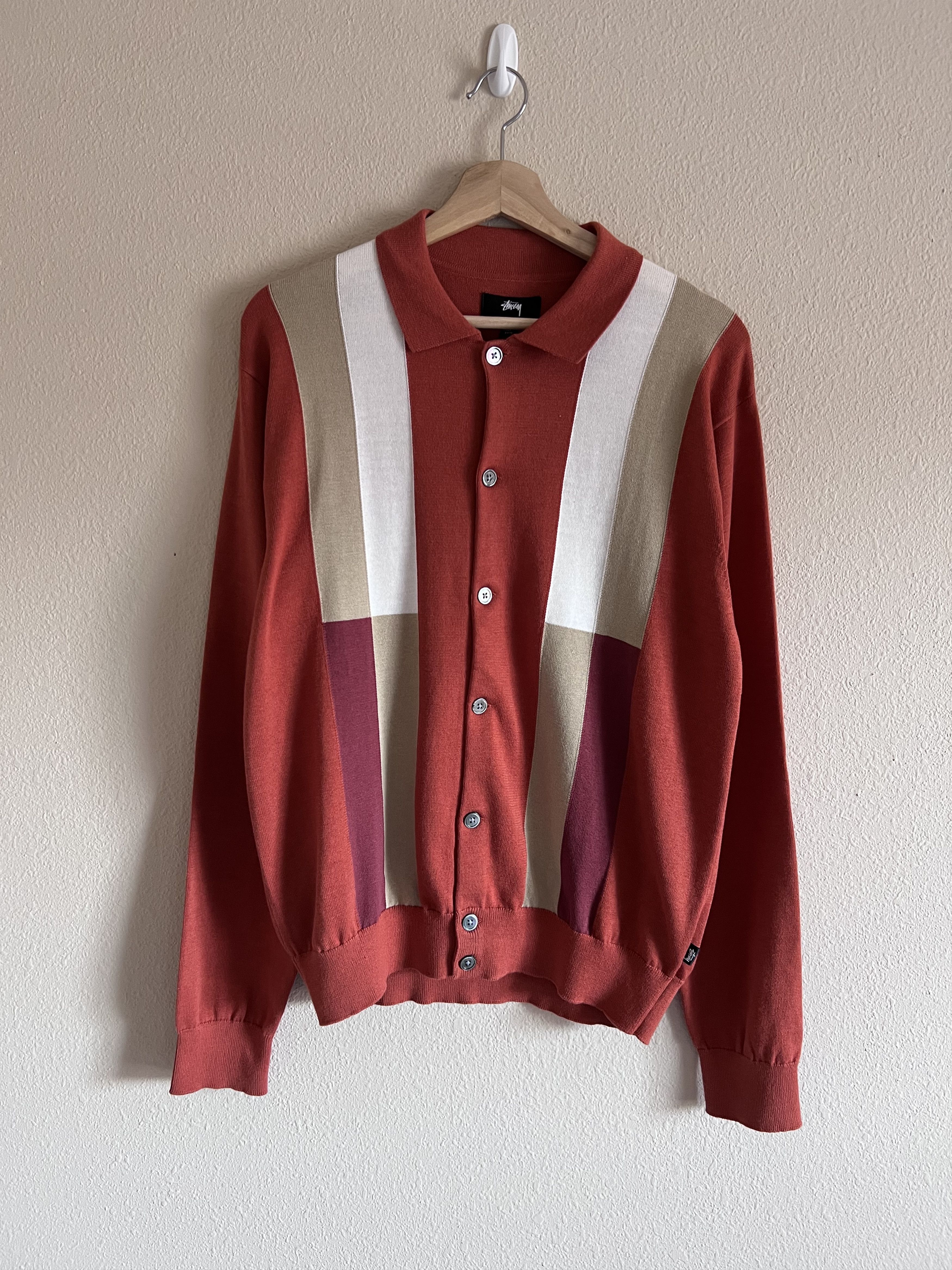 image of Stussy Color Blocked Sweater Burnt Orange, Men's (Size Medium)