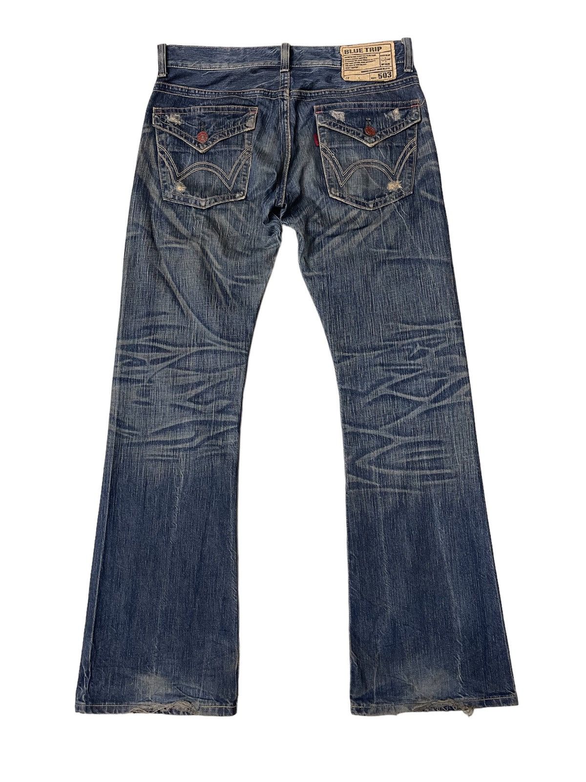 Vintage Edwin 503 Flared Rusty Distressed Denim Size US 34 / EU 50 - 2 Thumbnail