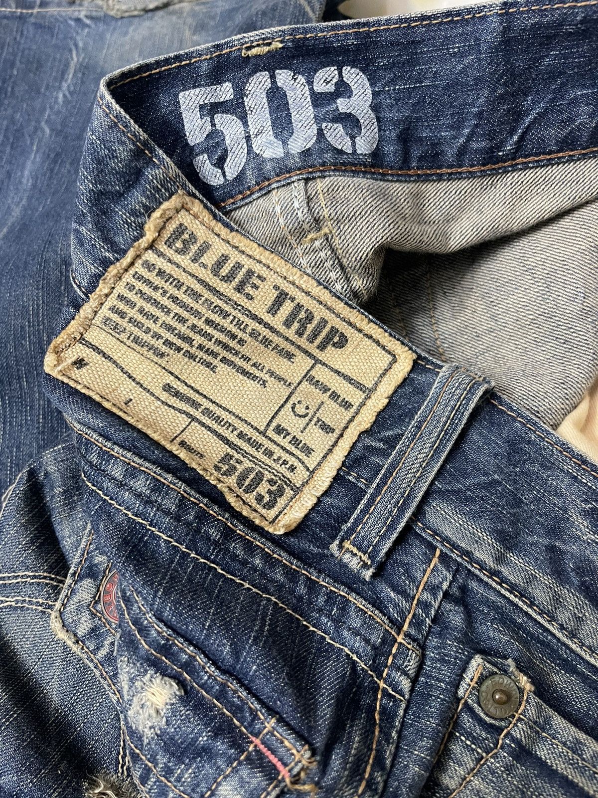 Vintage Edwin 503 Flared Rusty Distressed Denim Size US 34 / EU 50 - 8 Thumbnail