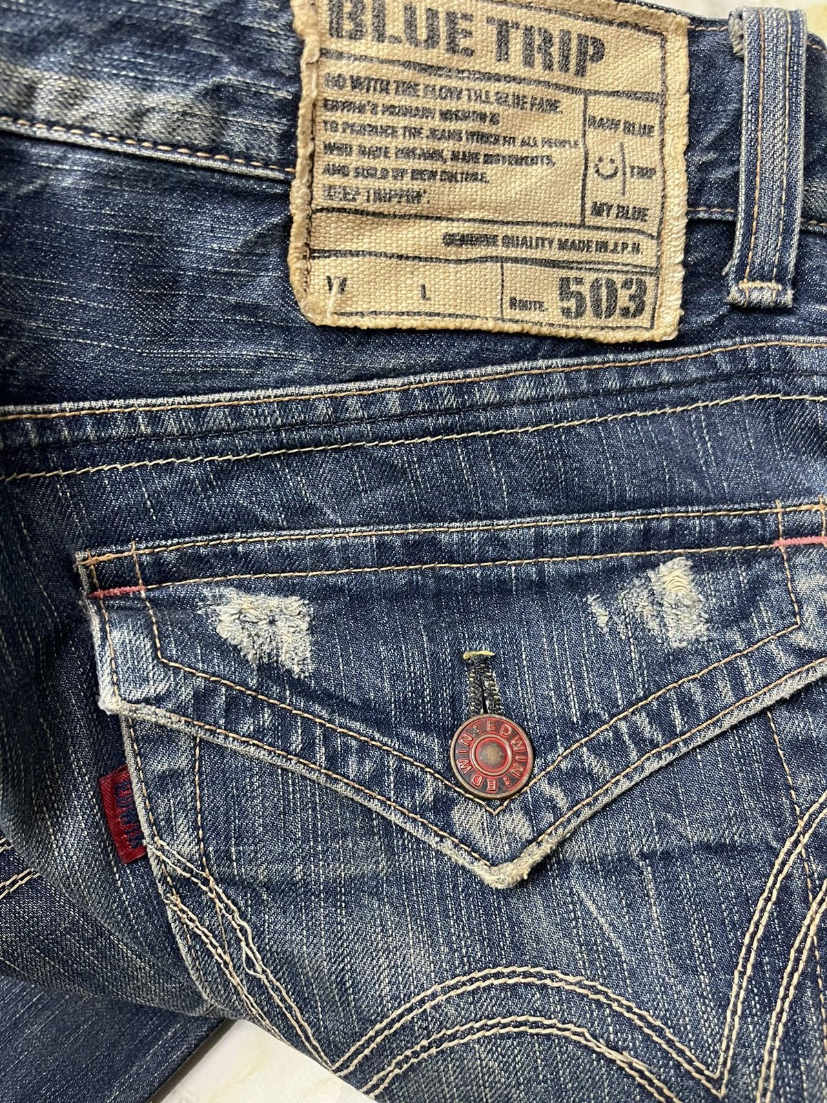 Vintage Edwin 503 Flared Rusty Distressed Denim Size US 34 / EU 50 - 9 Thumbnail