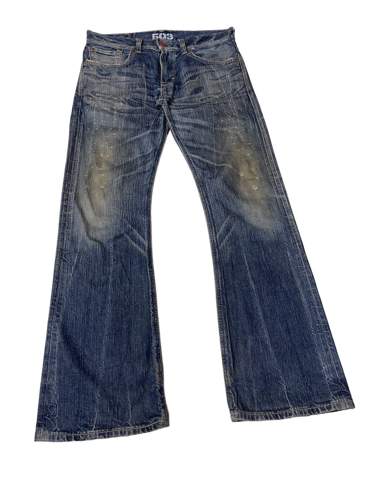 Vintage Edwin 503 Flared Rusty Distressed Denim Size US 34 / EU 50 - 3 Thumbnail
