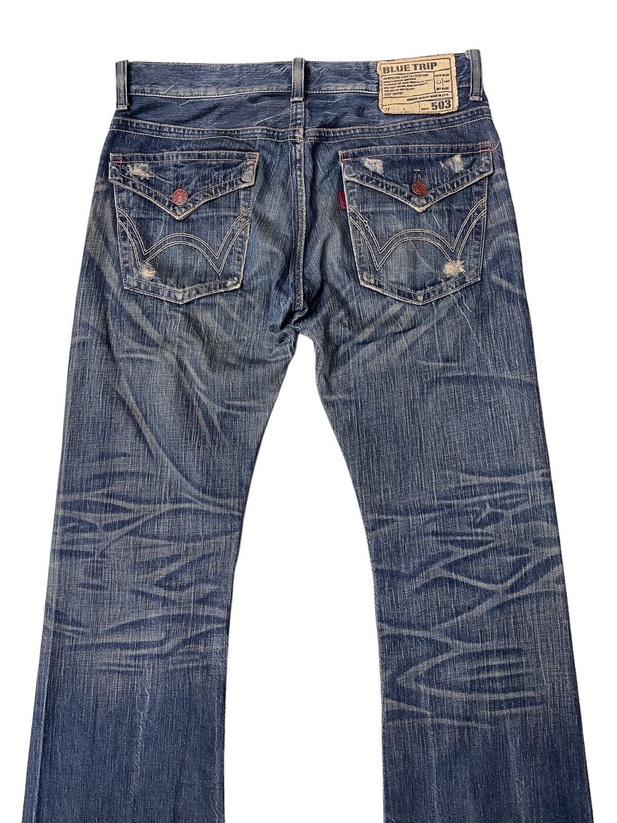 Vintage Edwin 503 Flared Rusty Distressed Denim Size US 34 / EU 50 - 5 Thumbnail