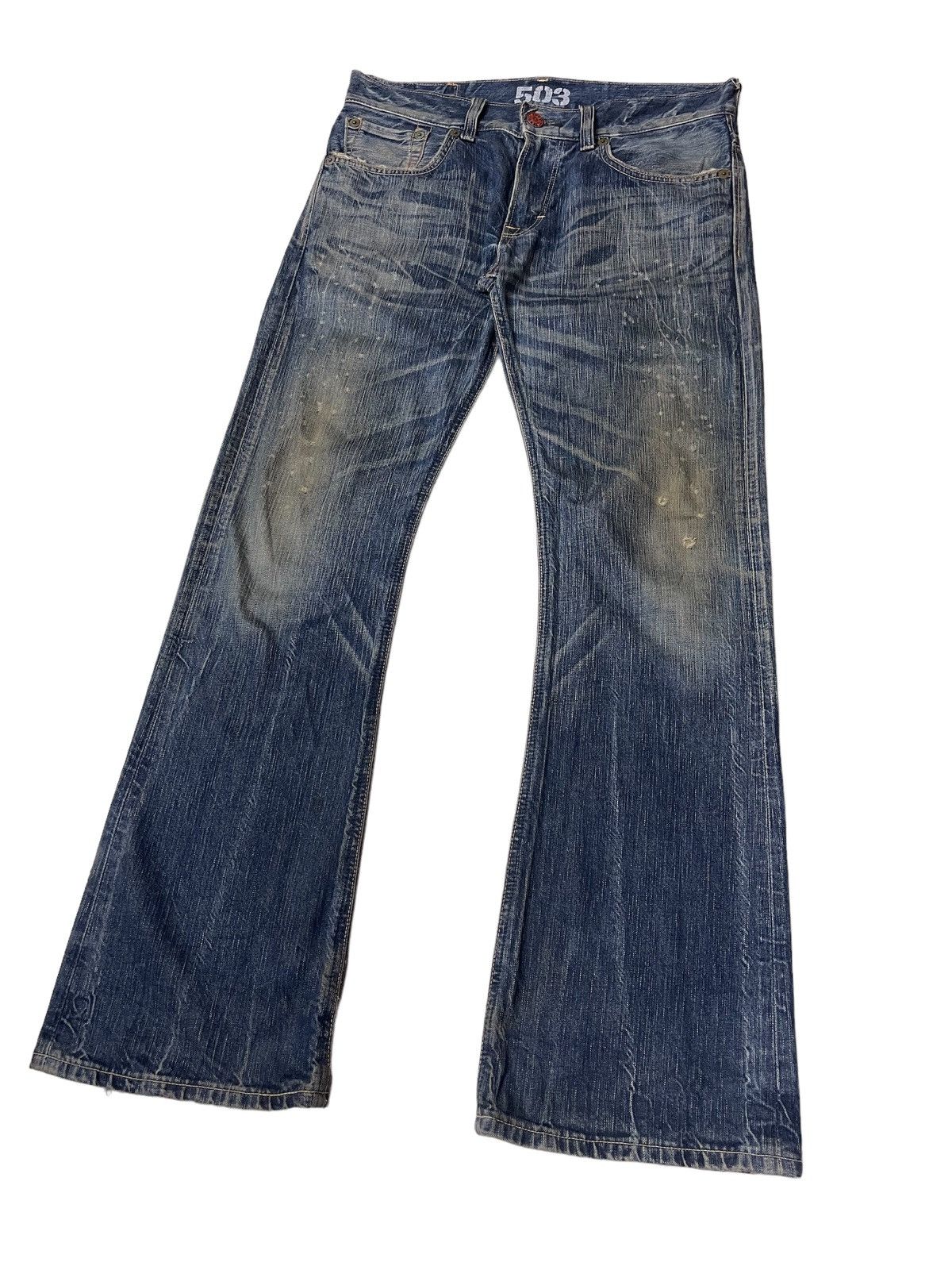Vintage Edwin 503 Flared Rusty Distressed Denim Size US 34 / EU 50 - 4 Thumbnail