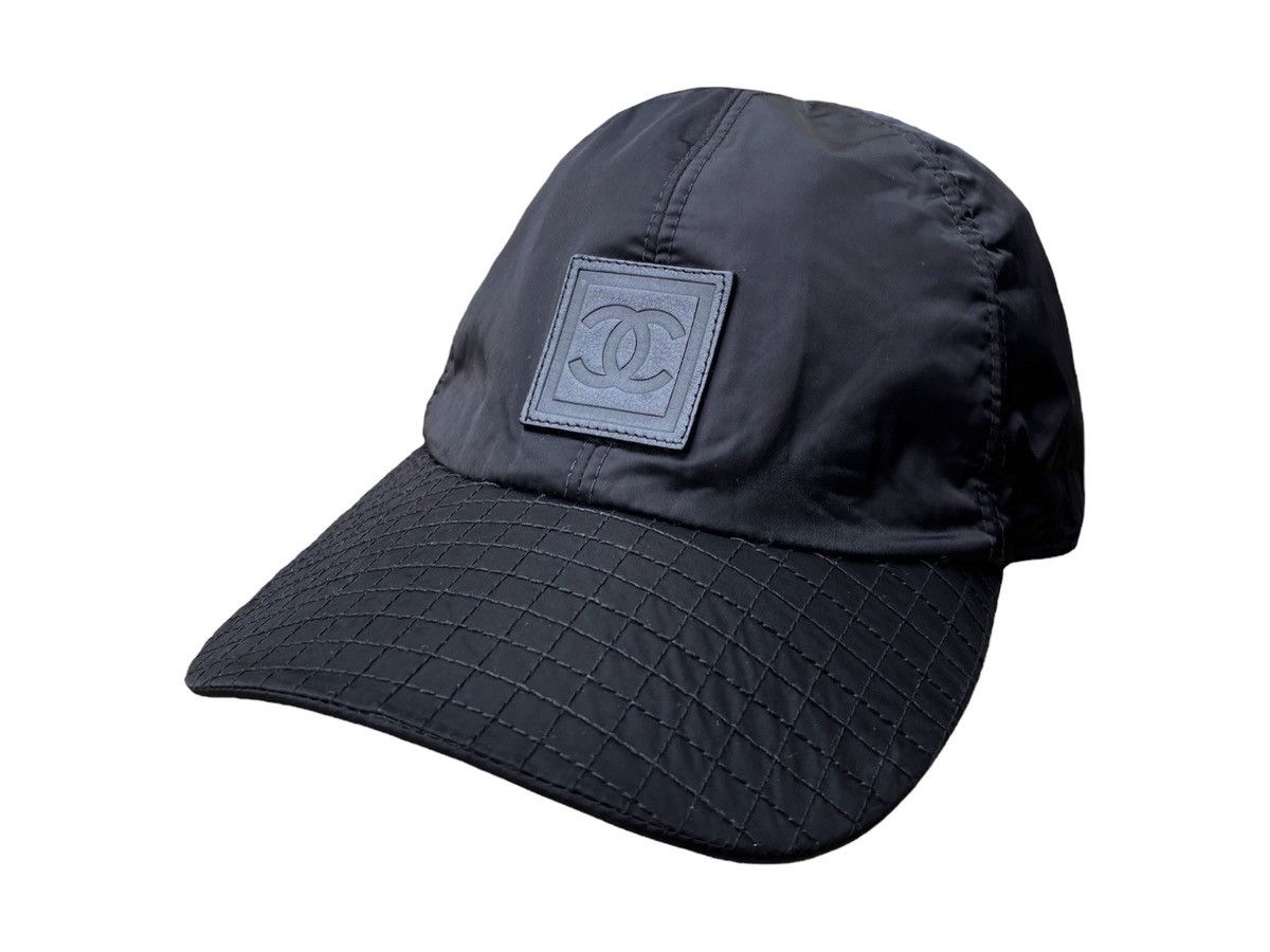 RARE Vintage 90s Chanel Sport CC Logo Leather Cap display picture 3