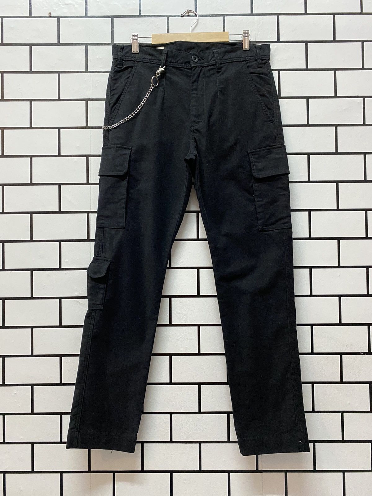 image of Vintage Back Number Japan Cargo Technical Multipocket Chains in Black Velvet, Men's (Size 32)