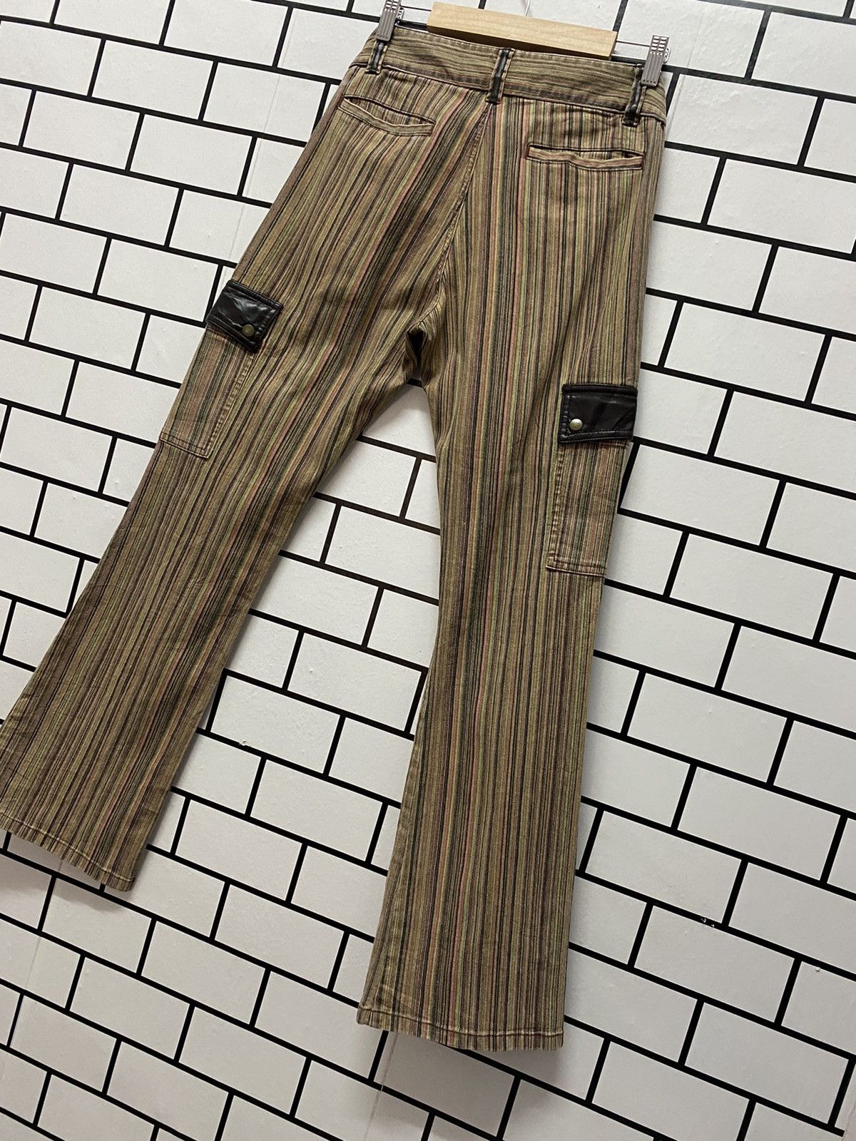 Designer × Japanese Brand Japan Designer Mixt Cargo Striped Flared Pants Size US 28 / EU 44 - 10 Thumbnail