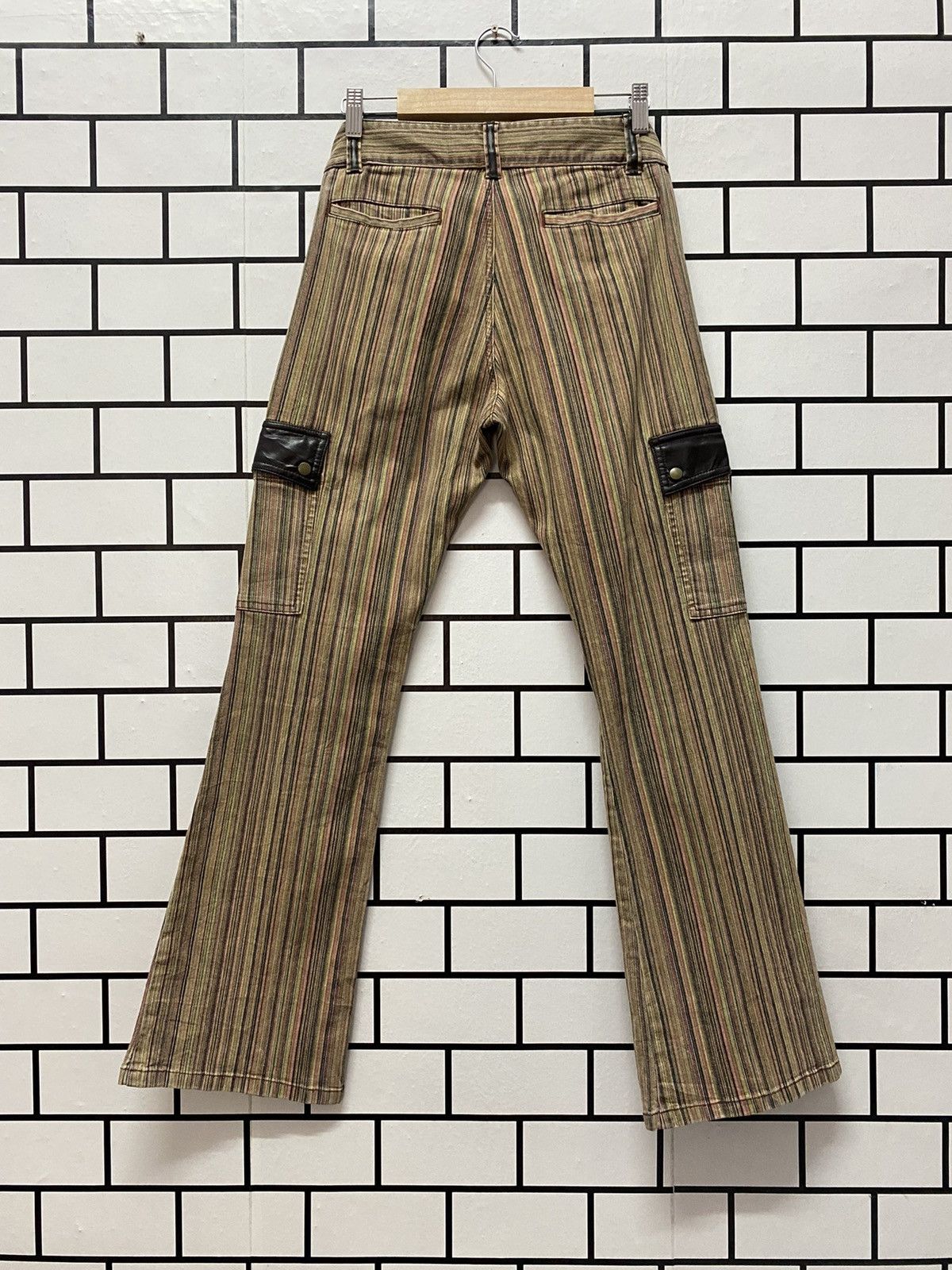 Designer × Japanese Brand Japan Designer Mixt Cargo Striped Flared Pants Size US 28 / EU 44 - 2 Thumbnail
