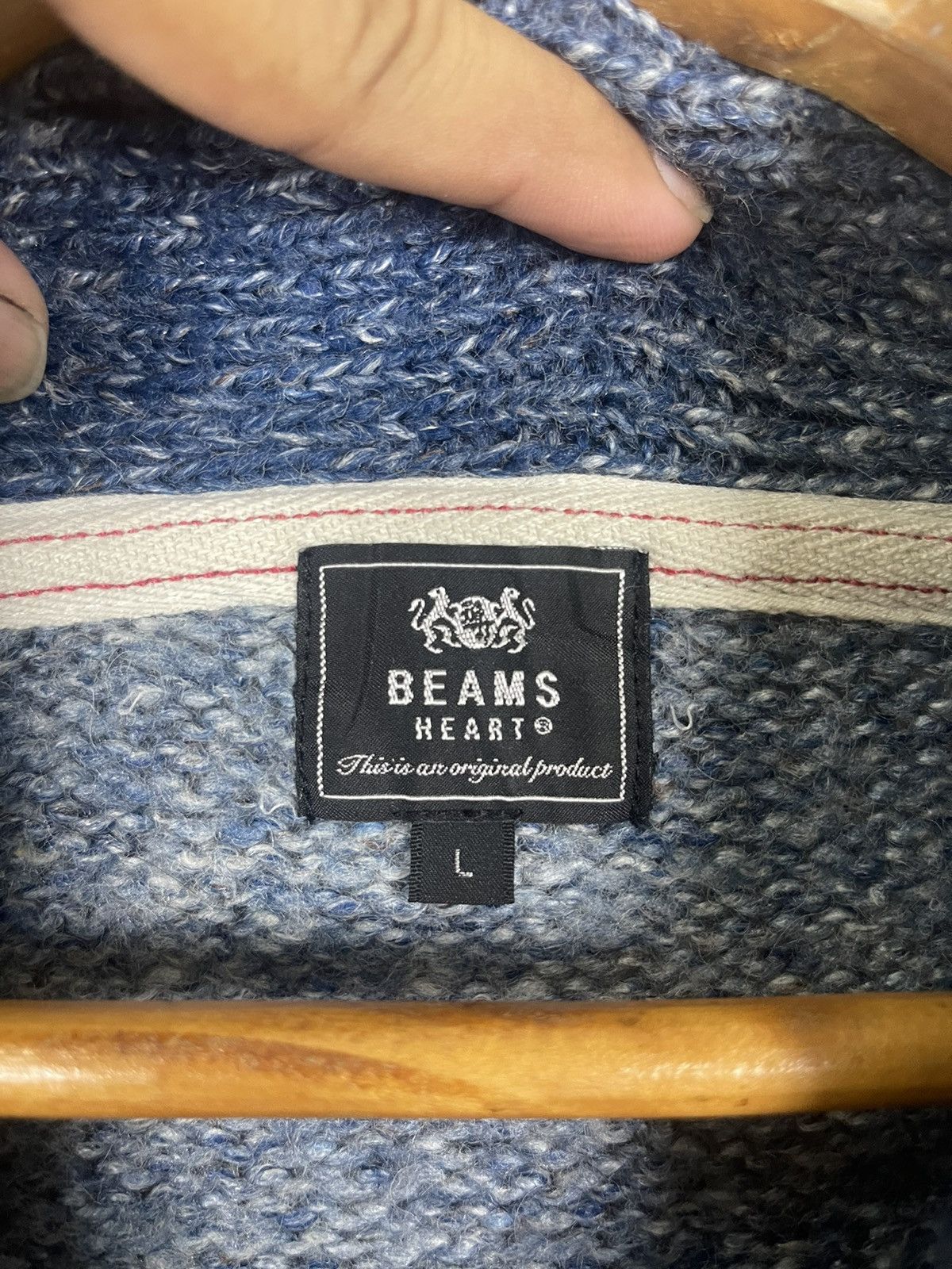 Beams Plus × Vintage ❄️NEED GONE🚨Vtg BEAMS Knitwear Indigo Blue Blue Handctafted Size US L / EU 52-54 / 3 - 6 Thumbnail