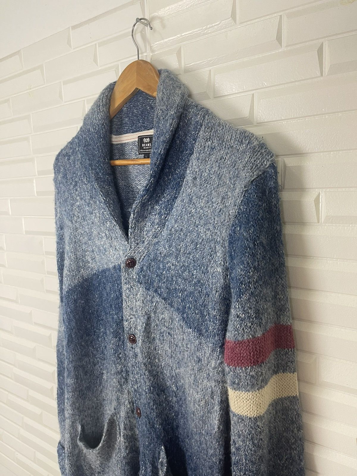 Beams Plus × Vintage ❄️NEED GONE🚨Vtg BEAMS Knitwear Indigo Blue Blue Handctafted Size US L / EU 52-54 / 3 - 2 Thumbnail