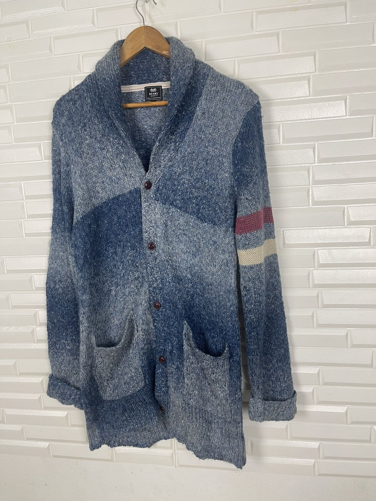 Beams Plus × Vintage ❄️NEED GONE🚨Vtg BEAMS Knitwear Indigo Blue Blue Handctafted Size US L / EU 52-54 / 3 - 3 Thumbnail