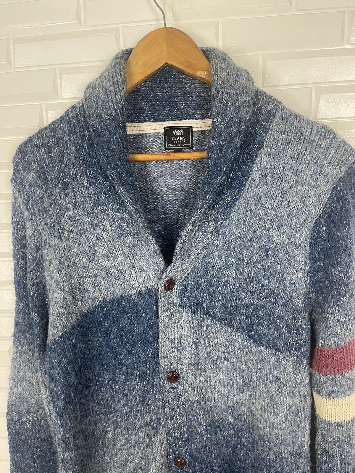 Beams Plus × Vintage ❄️NEED GONE🚨Vtg BEAMS Knitwear Indigo Blue Blue Handctafted Size US L / EU 52-54 / 3 - 4 Thumbnail