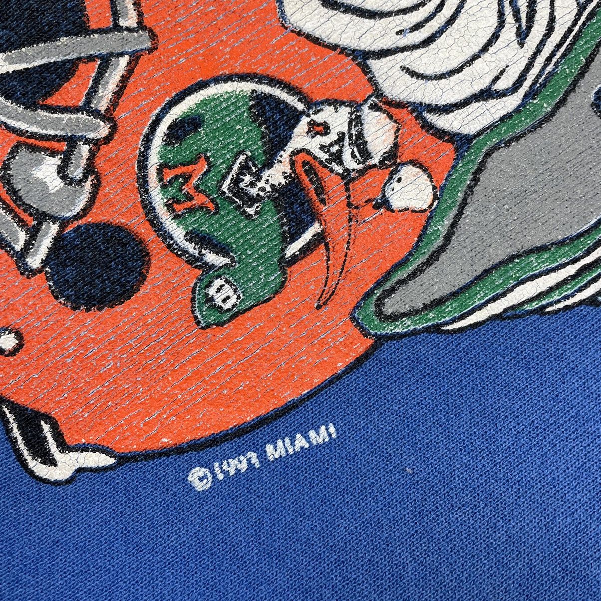Cartoon Network Vintage Flintstones X Miami Canes Mirror Print Sweatshirt Size US L / EU 52-54 / 3 - 14 Thumbnail