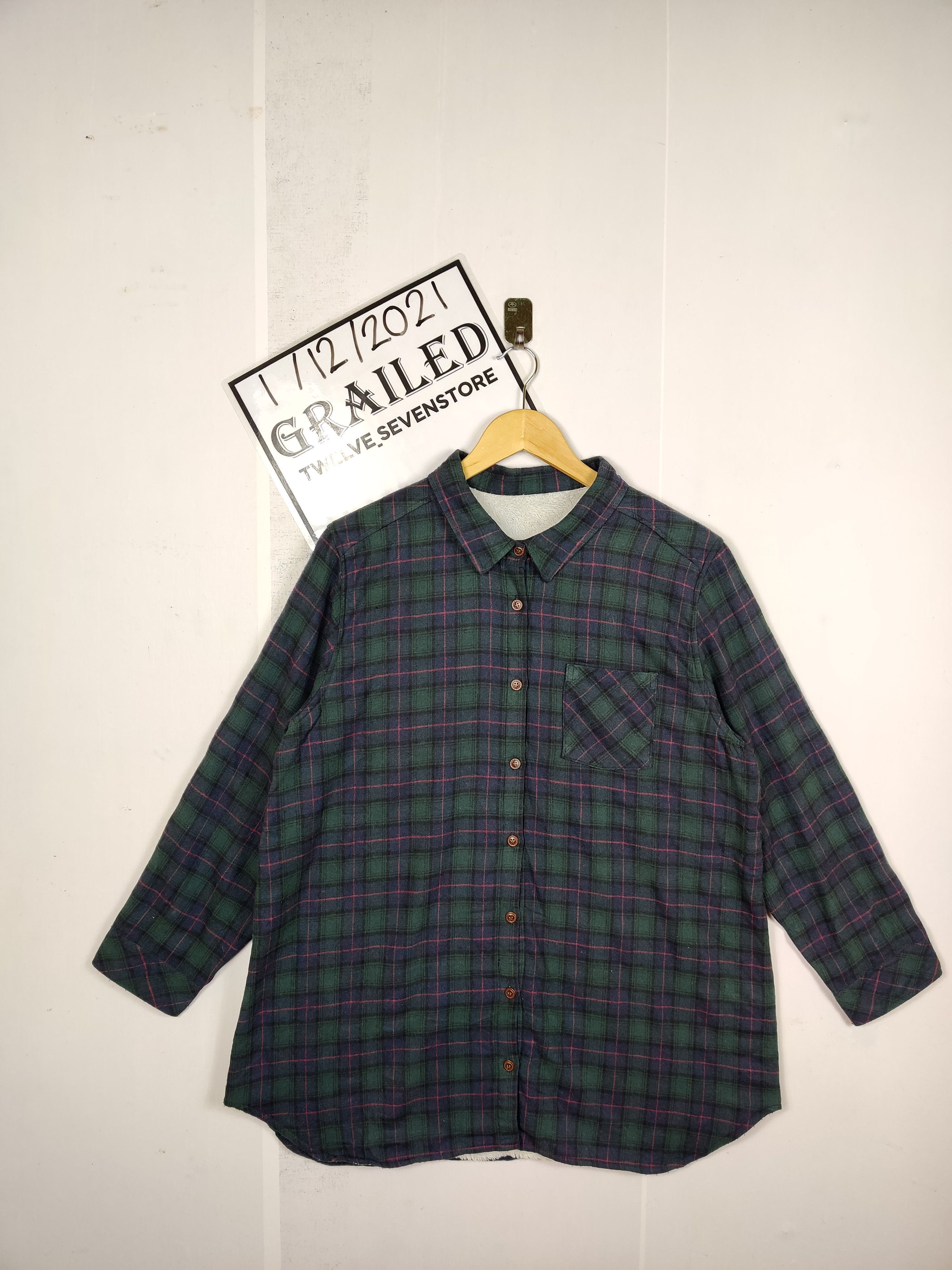 Flannel Vintage Checkered Fleece Flannel Shirt Button Up Size US XL / EU 56 / 4 - 1 Thumbnail