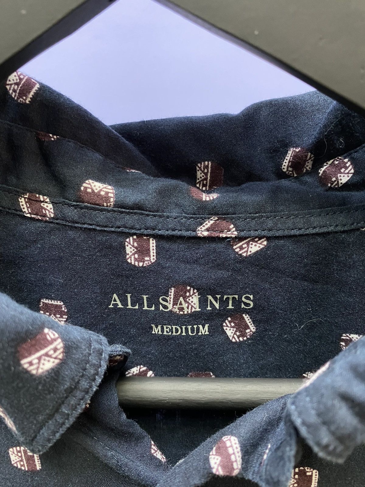 Other Allsaints Printed Button Up Long Sleeve Shirt Men’s M Black Size US M / EU 48-50 / 2 - 8 Thumbnail