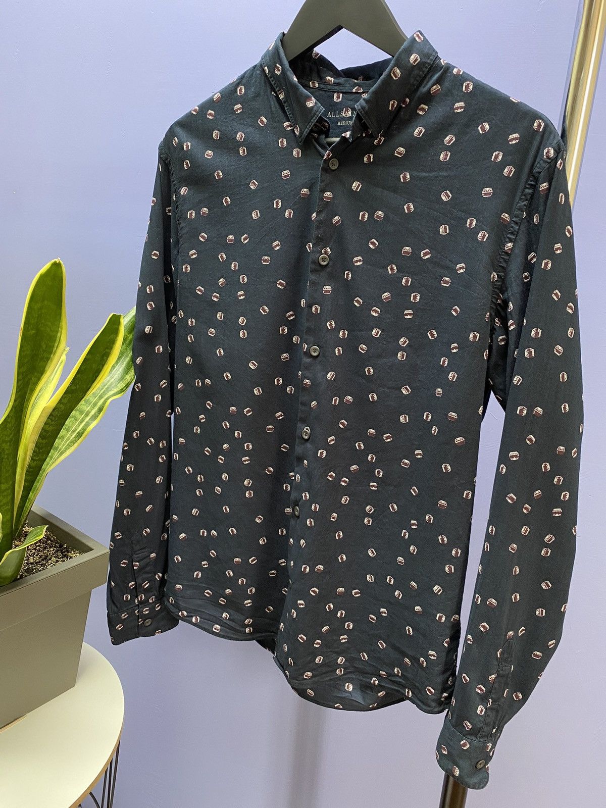 Other Allsaints Printed Button Up Long Sleeve Shirt Men’s M Black Size US M / EU 48-50 / 2 - 2 Thumbnail