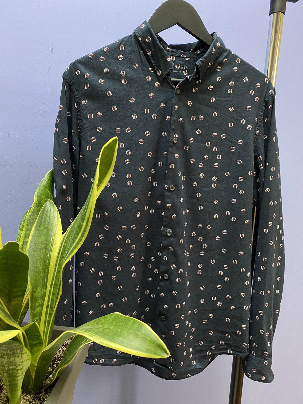Other Allsaints Printed Button Up Long Sleeve Shirt Men’s M Black Size US M / EU 48-50 / 2 - 3 Thumbnail
