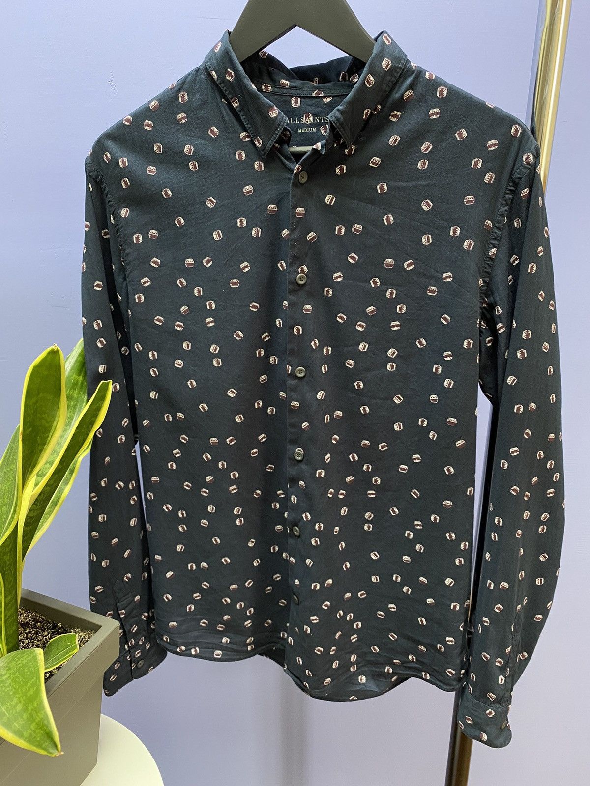 Other Allsaints Printed Button Up Long Sleeve Shirt Men’s M Black Size US M / EU 48-50 / 2 - 5 Thumbnail