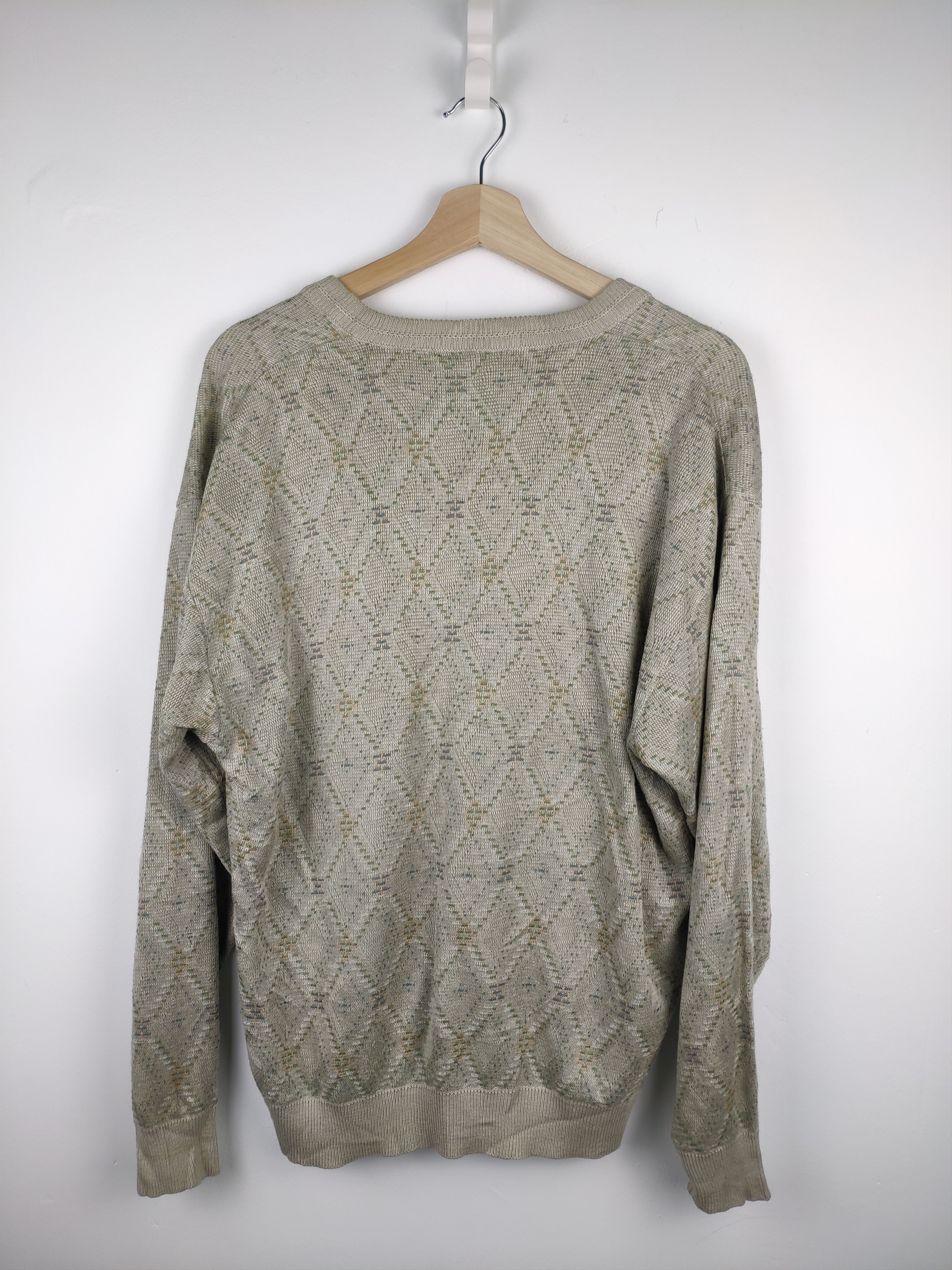 Aran Isles Knitwear × Japanese Brand × Vintage Steal 💥 Vintage Knit Sweater Diamond Style Japanese Size US L / EU 52-54 / 3 - 7 Thumbnail