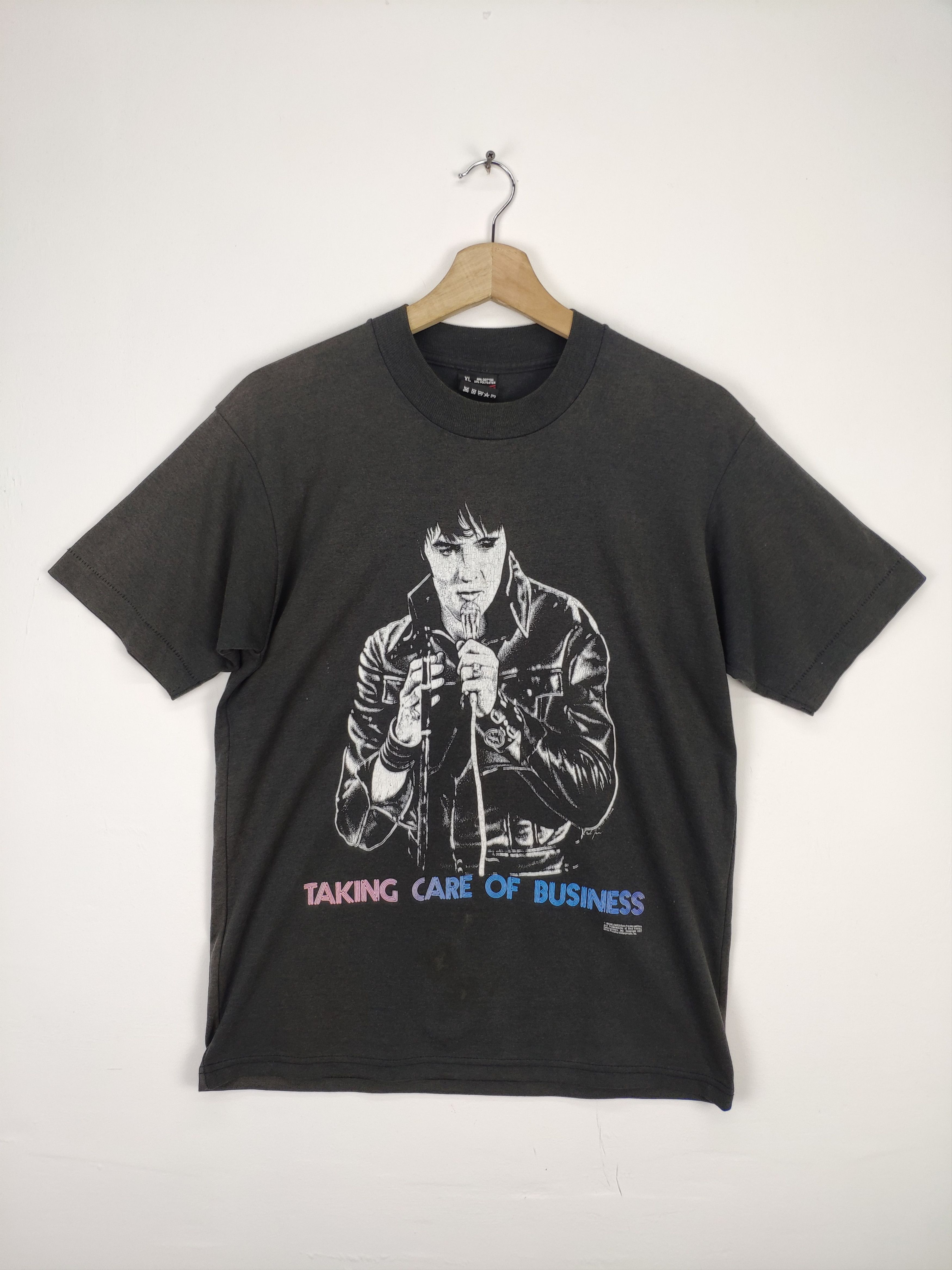 Band Tees × Vintage Vintage Elvis Presley T Shirt Copyright 1987 Size US M / EU 48-50 / 2 - 1 Thumbnail