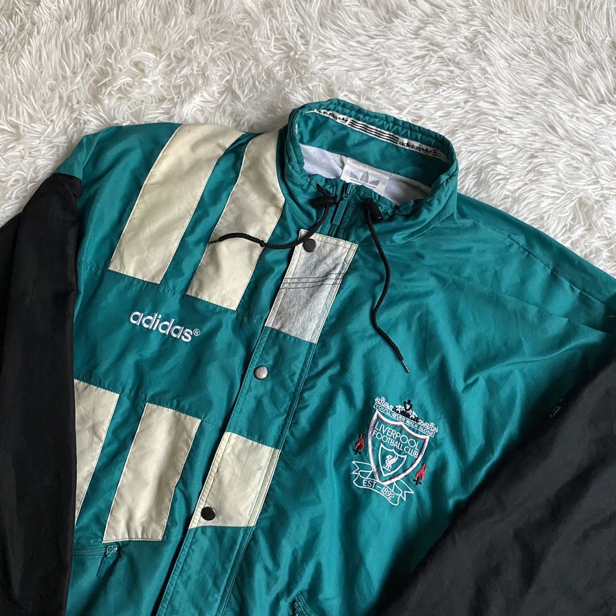 image of Vintage Adidas x Liverpool 90's Windbreaker Jacket in Green, Men's (Size XL)