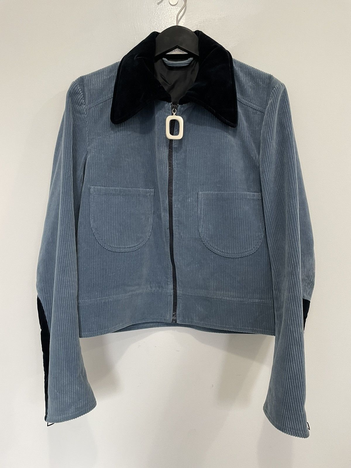 FW15 CORDUROY AND VELVET COLLARED CROPPED JACKET
