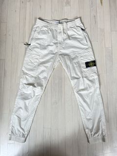 Stone Island White Cargo Pants | Grailed