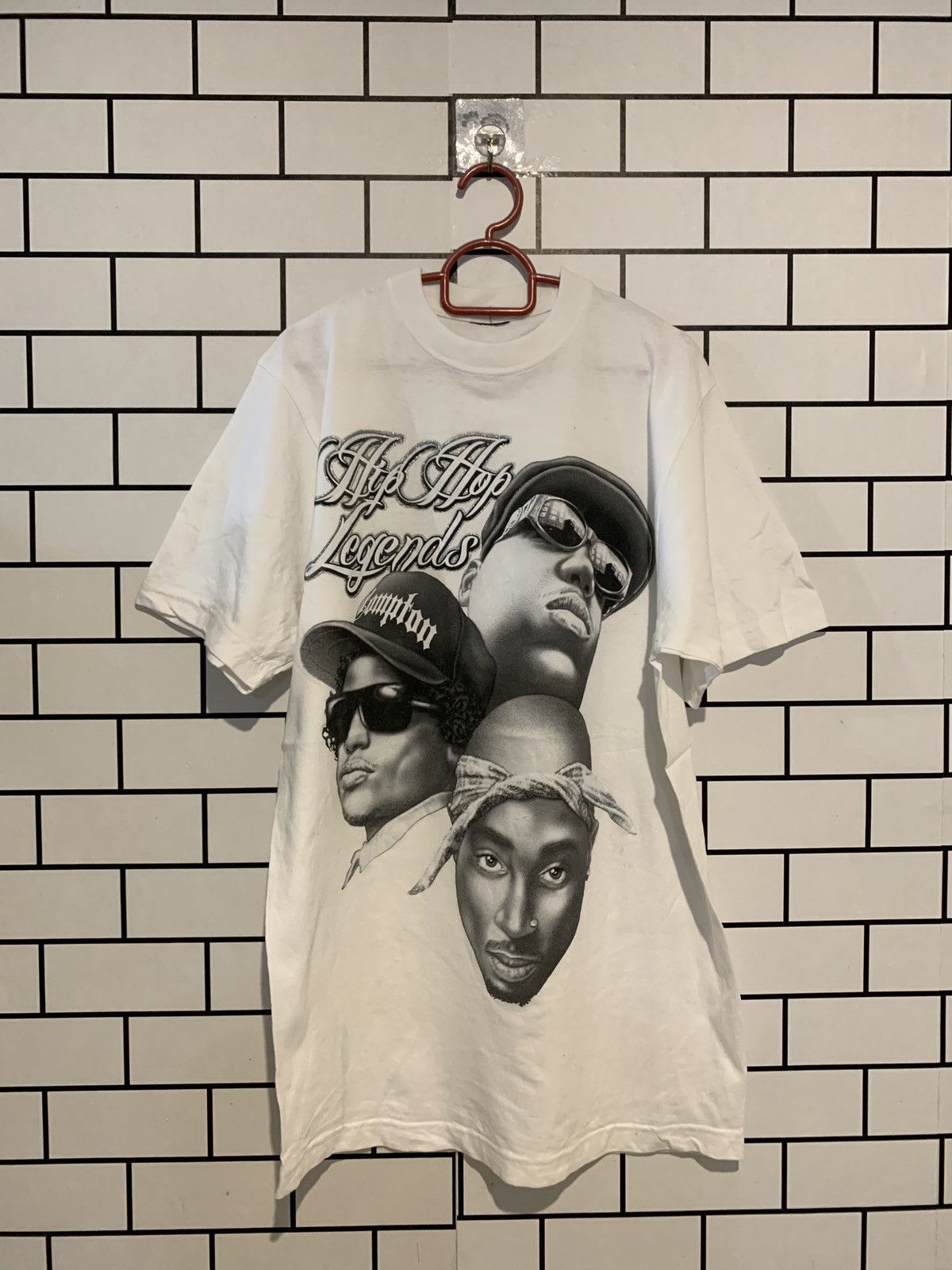 Image of Band Tees x Rap Tees Hip Hop Legends Am1 in White, Men's (Size Large)