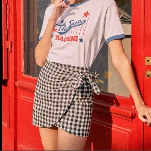 Sezane Sezane Pacome Cotton Checkered Black White Skirt EU 36 Grailed