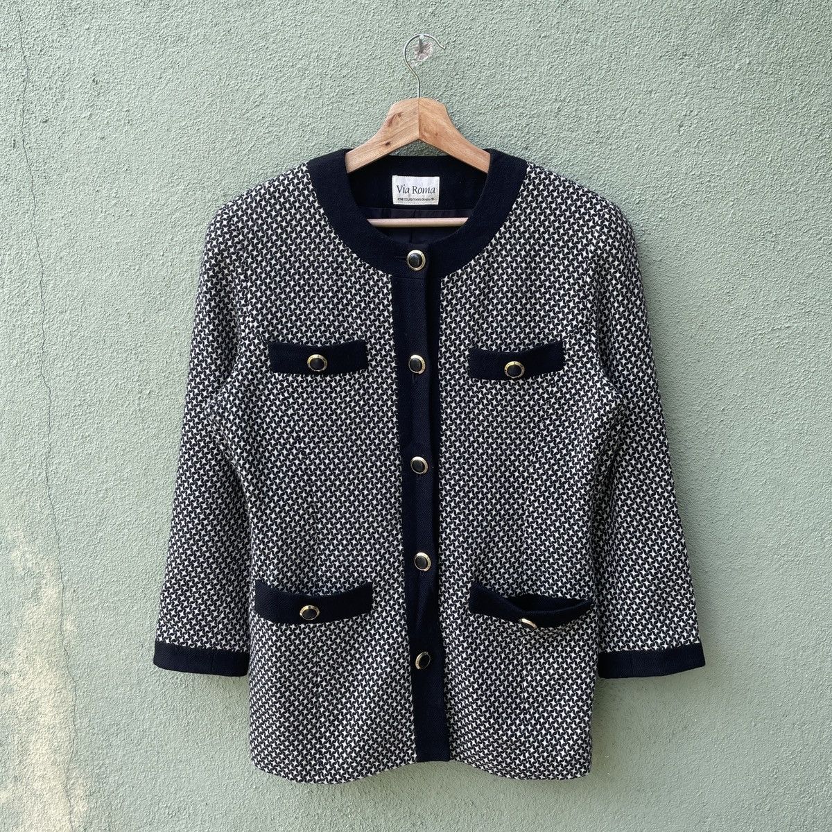 Japanese Brand Vintage Via Roma Full Print Button Ups Wool Jacket Size US M / EU 48-50 / 2 - 1 Thumbnail