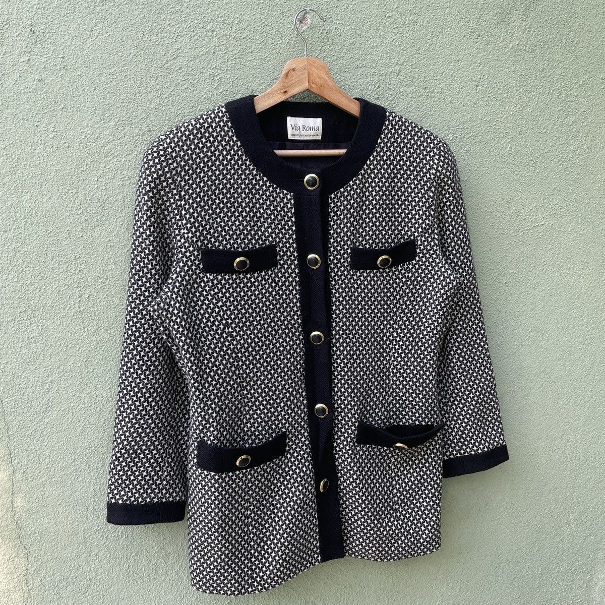 Japanese Brand Vintage Via Roma Full Print Button Ups Wool Jacket Size US M / EU 48-50 / 2 - 2 Thumbnail