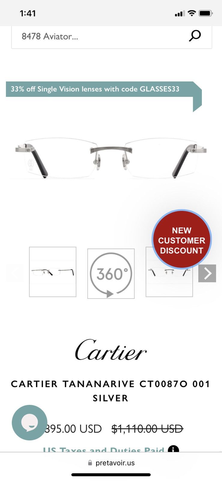 Cartier Rimless Cartier Optical Glasses Size ONE SIZE - 8 Thumbnail