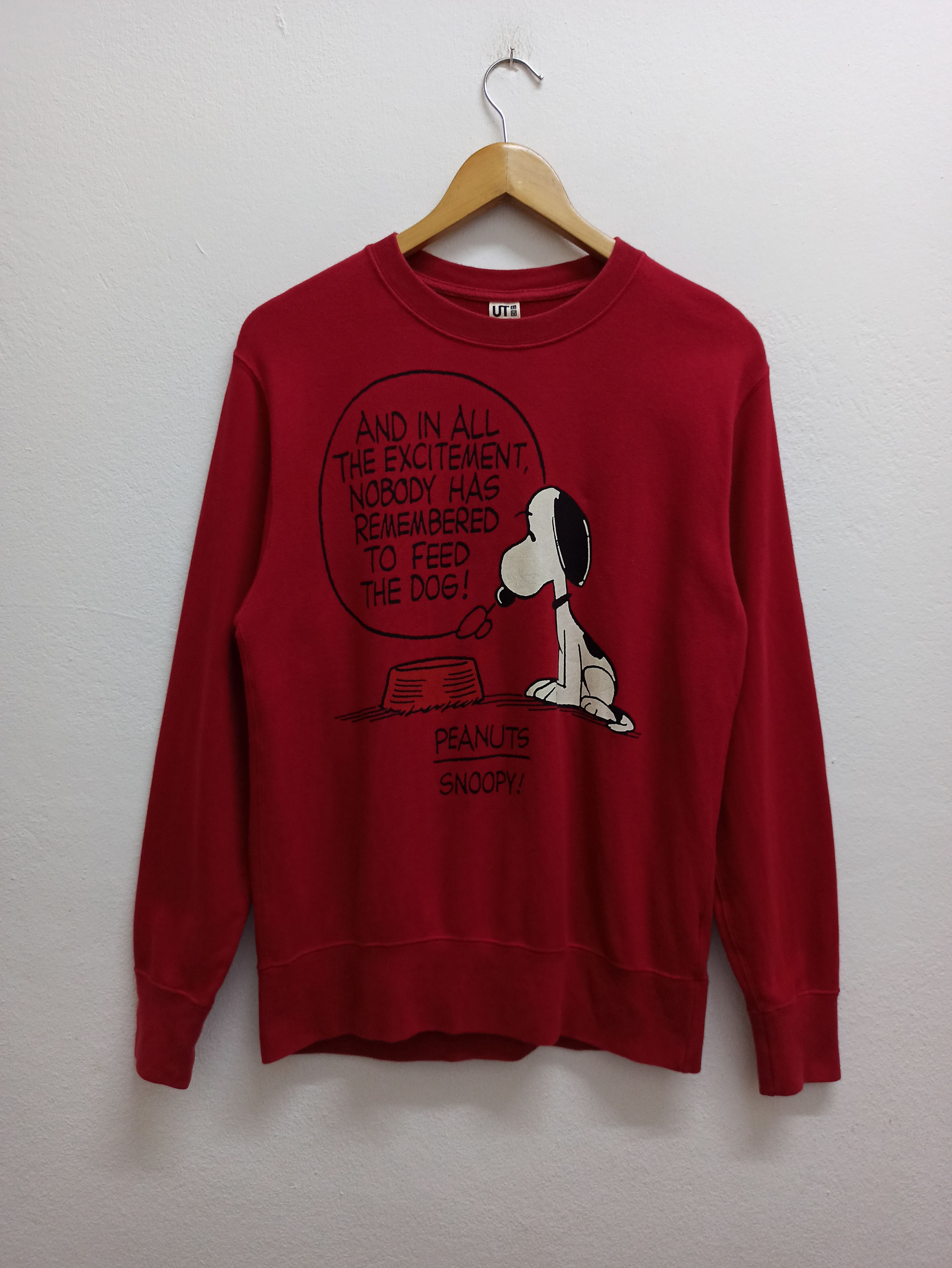 image of Kaws x Uniqlo Peanuts Snoopy Crewneck Sweatshirts By Uniqlo (C36) in Red, Men's (Size Small)