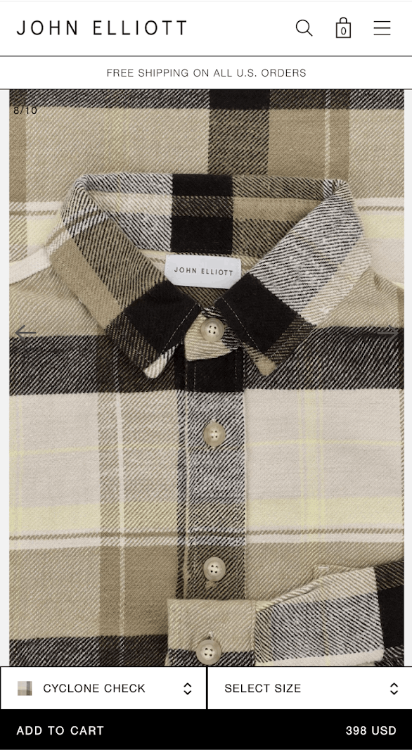John Elliott Reinforced Hemi Flannel Oversized Shirt | Cyclone Check Size US L / EU 52-54 / 3 - 5 Thumbnail