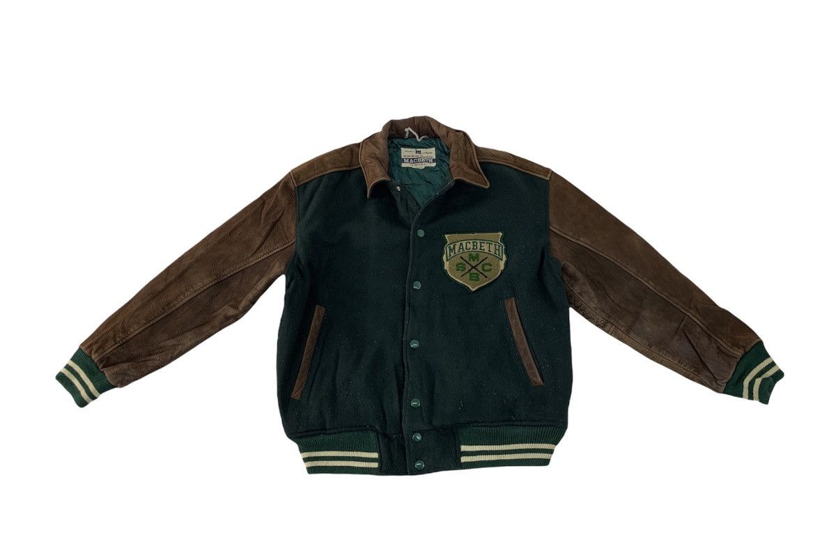 Macbeth Vintage 80s Macbeth Mcbs Sports Man Leather Sleeve Varsity Size US M / EU 48-50 / 2 - 2 Thumbnail