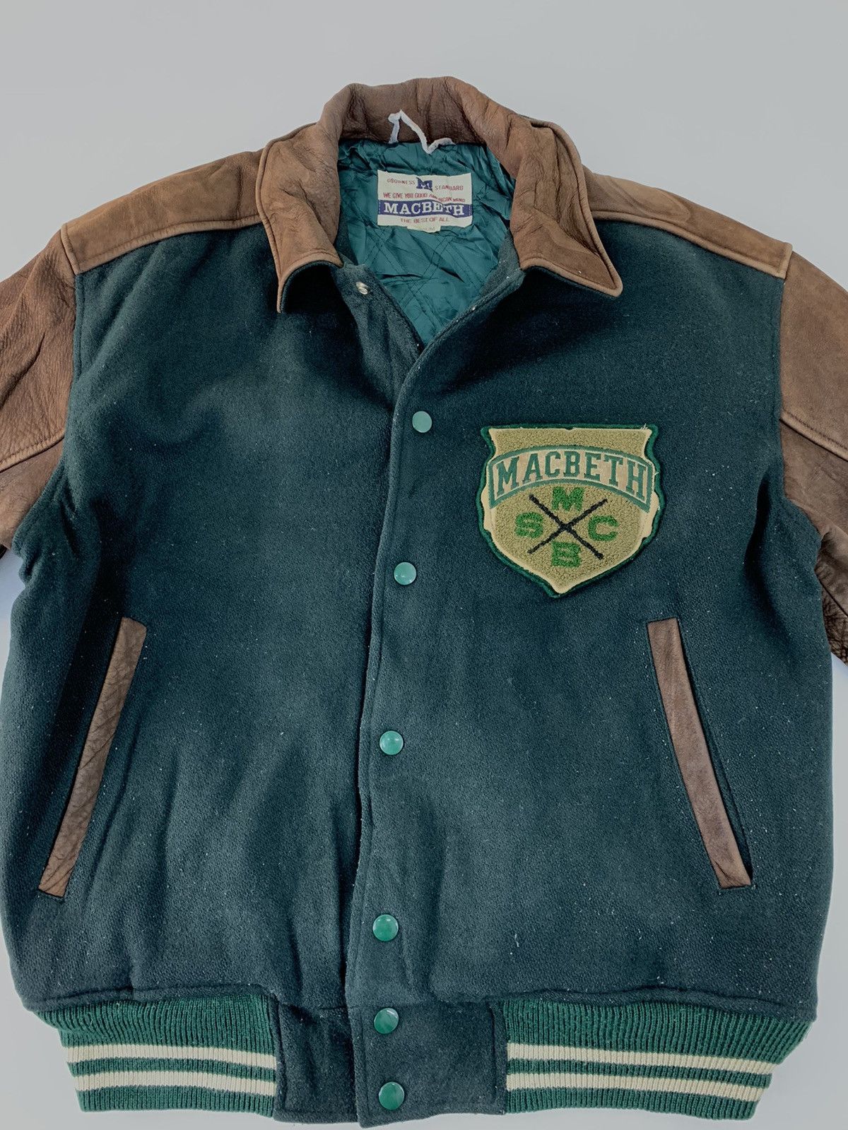 Macbeth Vintage 80s Macbeth Mcbs Sports Man Leather Sleeve Varsity Size US M / EU 48-50 / 2 - 4 Thumbnail