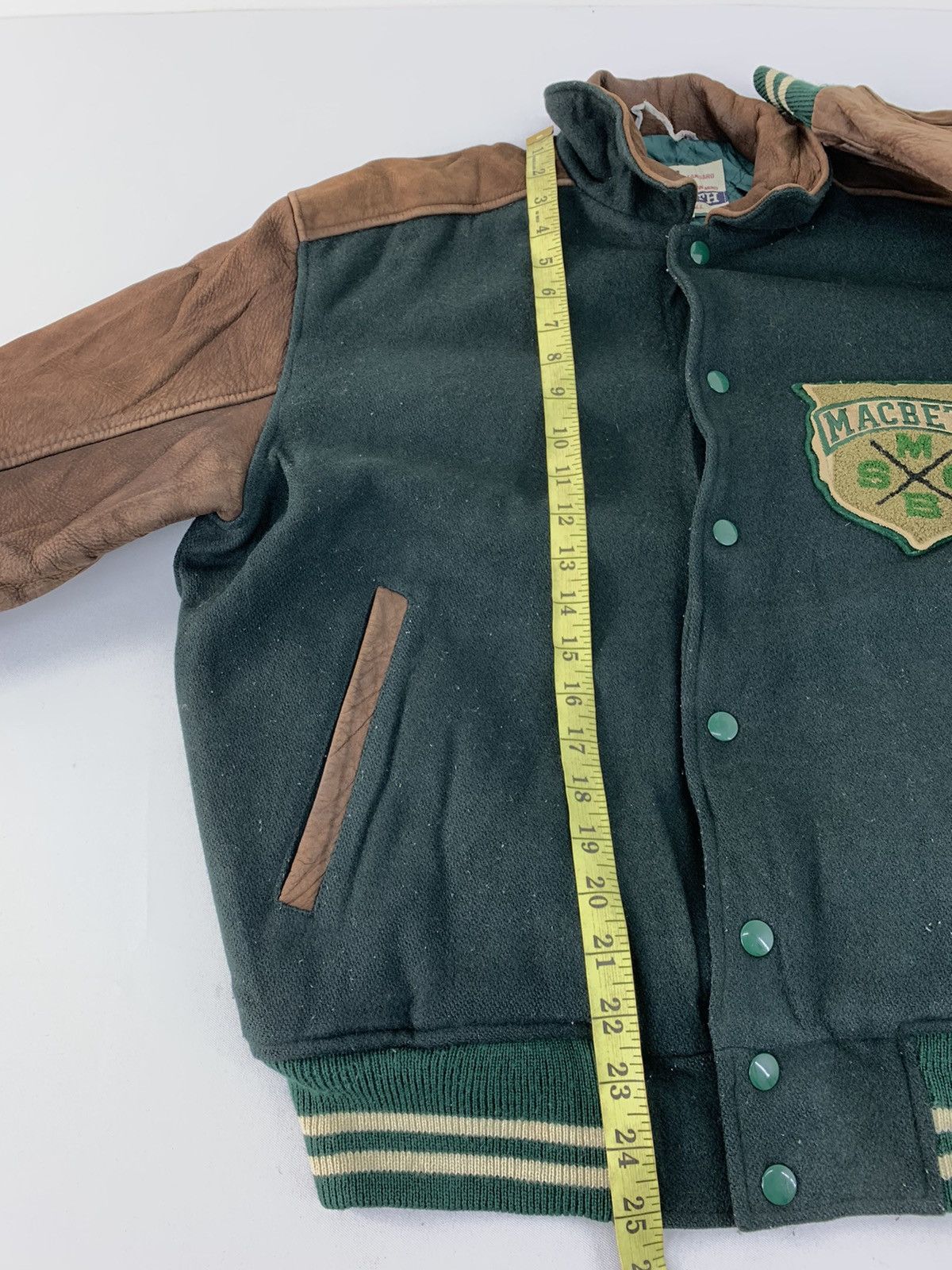 Macbeth Vintage 80s Macbeth Mcbs Sports Man Leather Sleeve Varsity Size US M / EU 48-50 / 2 - 13 Thumbnail