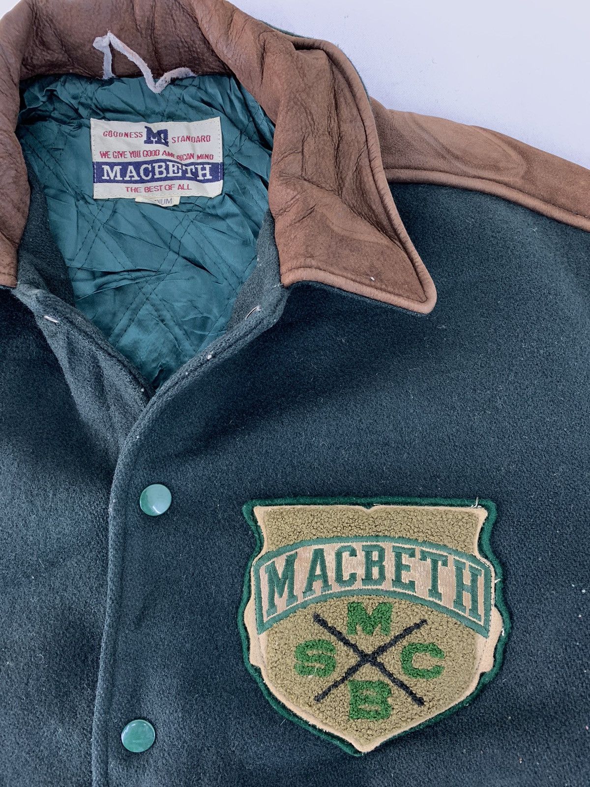Macbeth Vintage 80s Macbeth Mcbs Sports Man Leather Sleeve Varsity Size US M / EU 48-50 / 2 - 3 Thumbnail