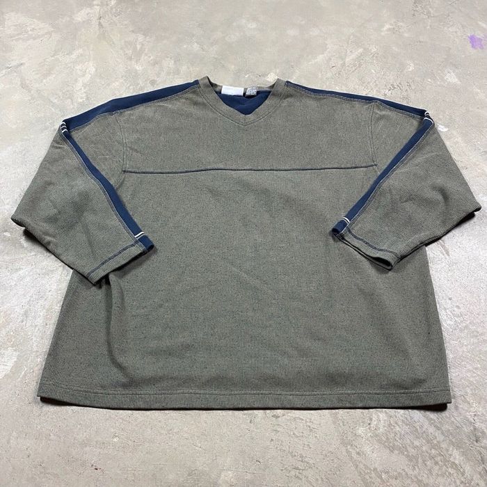 Olive Y2K VTG olive green Sweatshirt Raver Striped 2000s XL Skate Gray ...