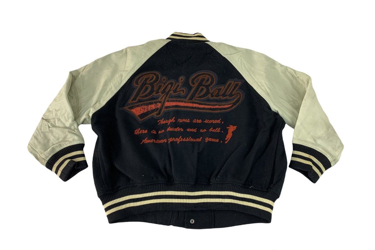 Bigi Ball Champion Big Logo Simple Leather Varsity Jacket