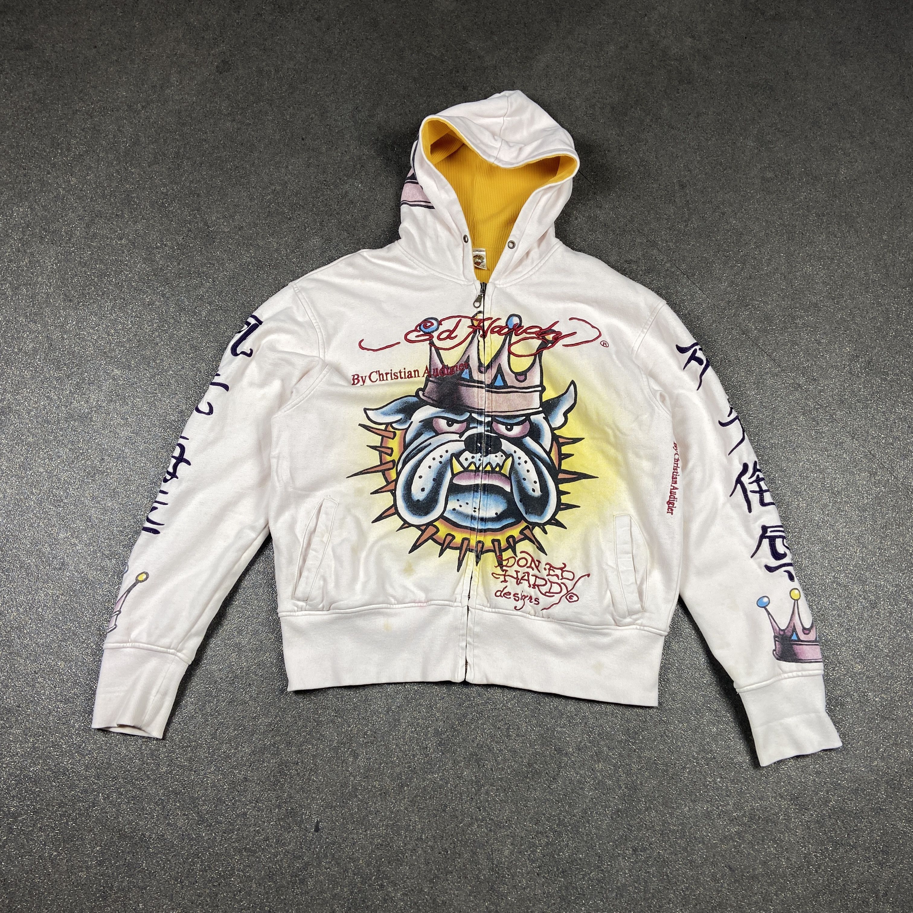 image of Ed Hardy By Christian Audigier Death Or Glory Zip Hoodie, Men's (Size Medium)