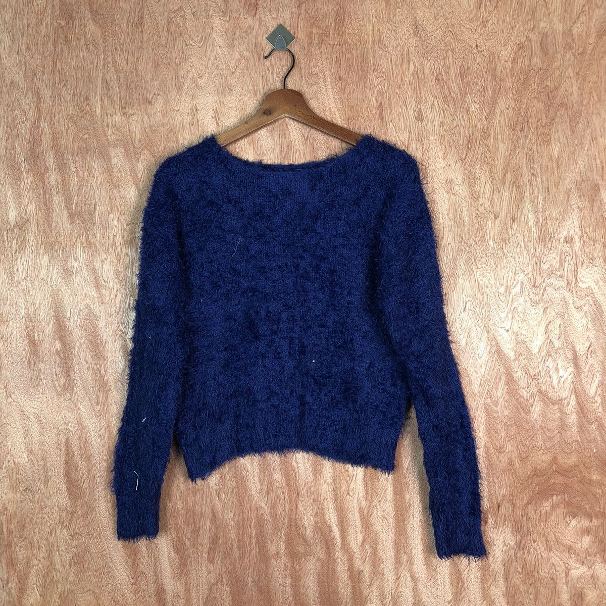 image of Homespun Knitwear Gu Dark Blue Shag Shaggy Fur Mohair Knitwear 6602, Men's (Size Medium)
