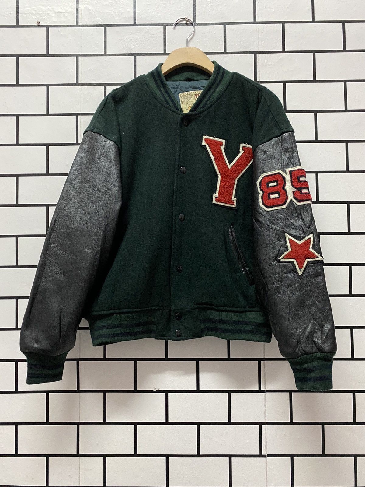 Vintage Vintage Back Drop Champion Leather Wool Varsity Jacket Size US L / EU 52-54 / 3 - 3 Thumbnail
