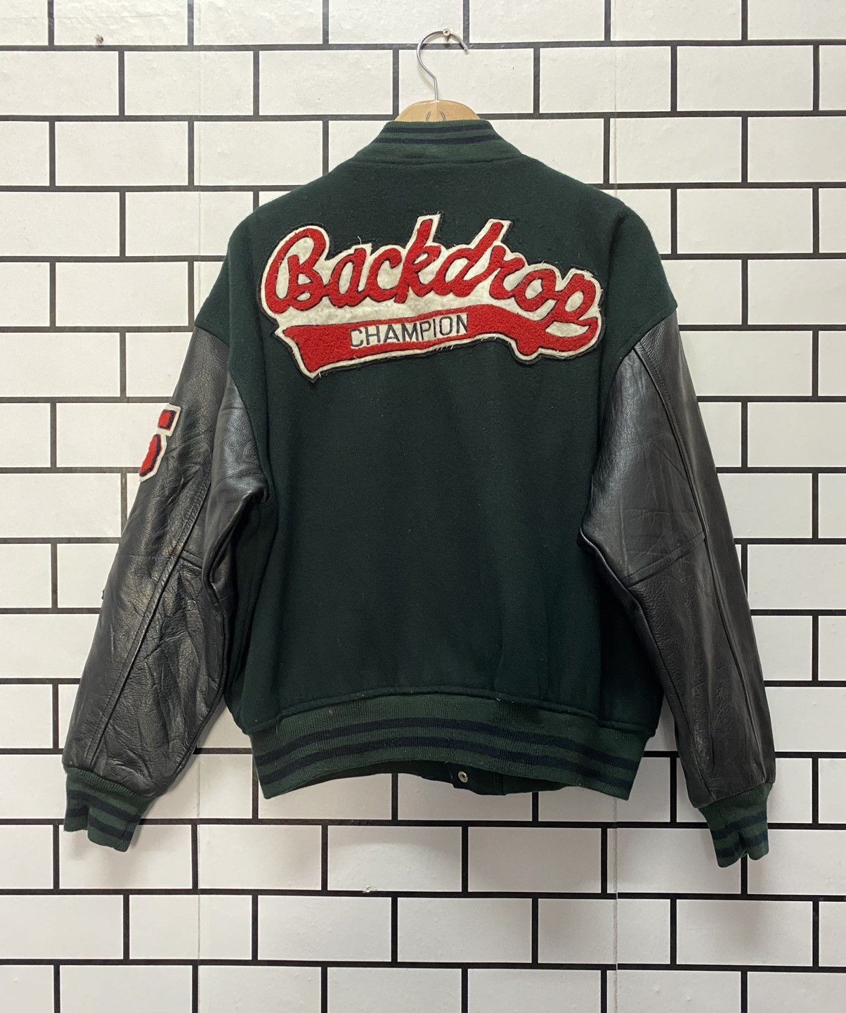 Vintage Vintage Back Drop Champion Leather Wool Varsity Jacket Size US L / EU 52-54 / 3 - 2 Thumbnail