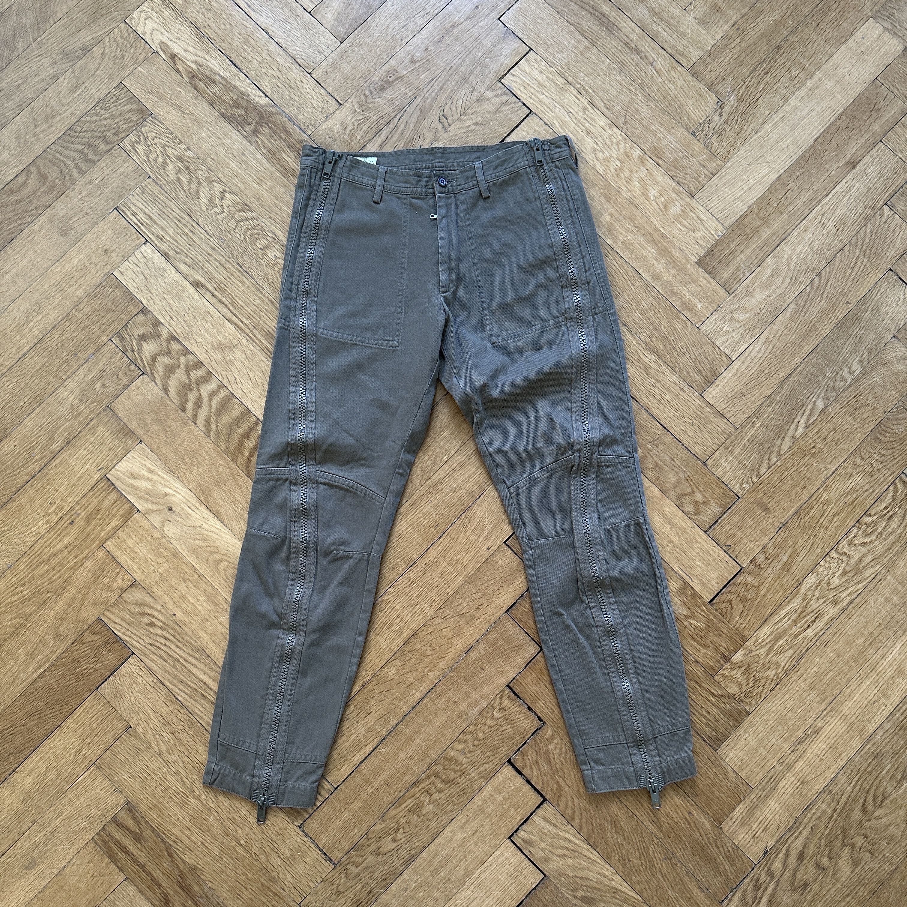 Dries Van Noten AW14 Olive Zippered Moto Biker Pants Size US 32 / EU 48 - 1 Thumbnail