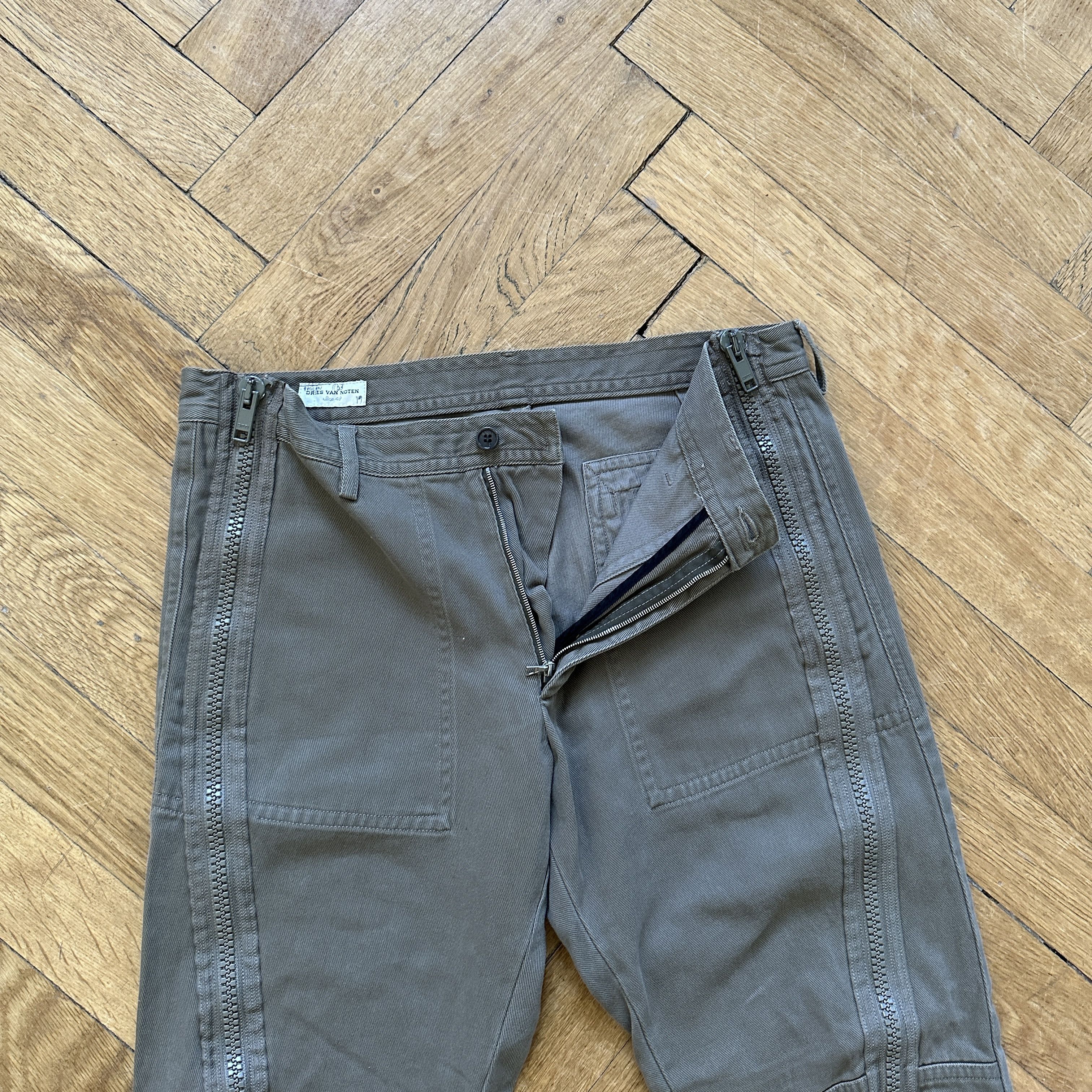 Dries Van Noten AW14 Olive Zippered Moto Biker Pants Size US 32 / EU 48 - 6 Thumbnail