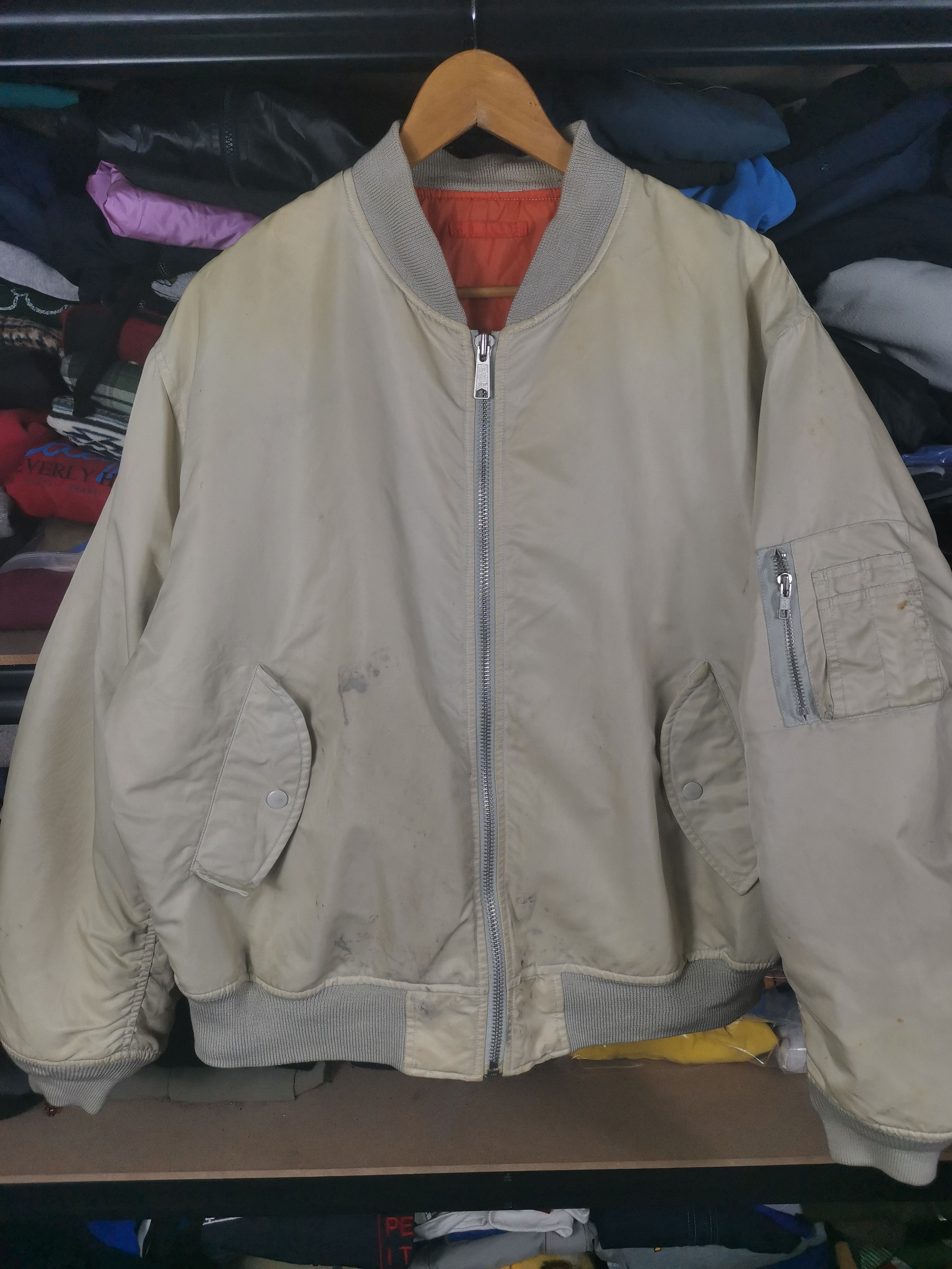 Japanese Brand Vintage Trashed 90s Uniqlo Flight Bomber Jacket Sun Faded Size US XL / EU 56 / 4 - 1 Thumbnail