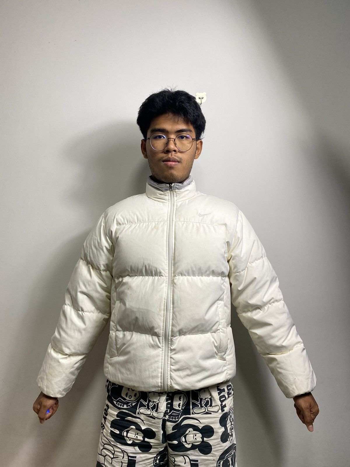Nike Vintage Nike Swoosh Puffer Jacket White Grey Size US S / EU 44-46 / 1 - 2 Thumbnail